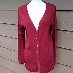 Whisper Knit Red Cardigan Sweater